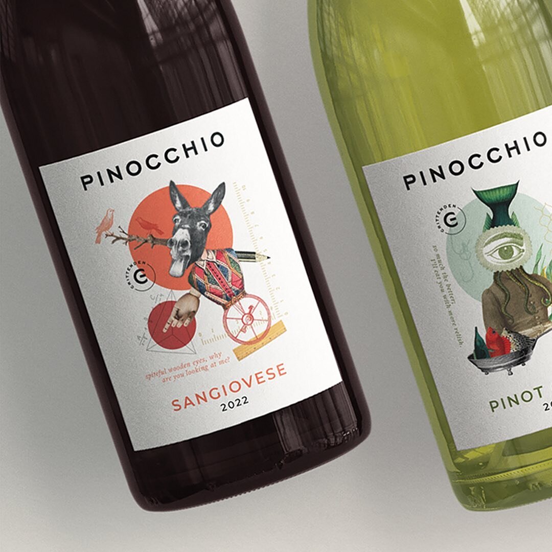 Here they are! New labels for @crittendenwines Pinocchio range. Featuring illustrations based on characters from the traditional 19th century Italian tale. Which is your favourite?
