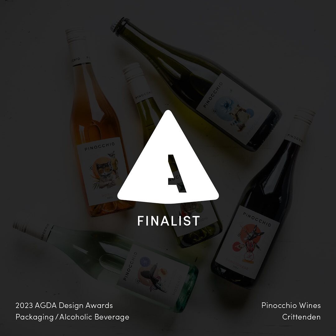 The AGDA Design Awards finalists for 2023 have been announced, and I&rsquo;m excited to have been nominated for my Pinocchio Wines project! The @agdagram awards recognise the best design work in Australia each year. Winners announced in December ✖️ P