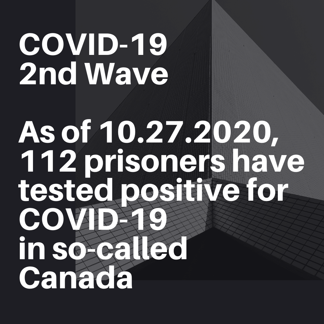 COVID-19 2nd Wave — As of 10.27.2020, 112 prisoners test positive for COVID-19 in so-called Canada