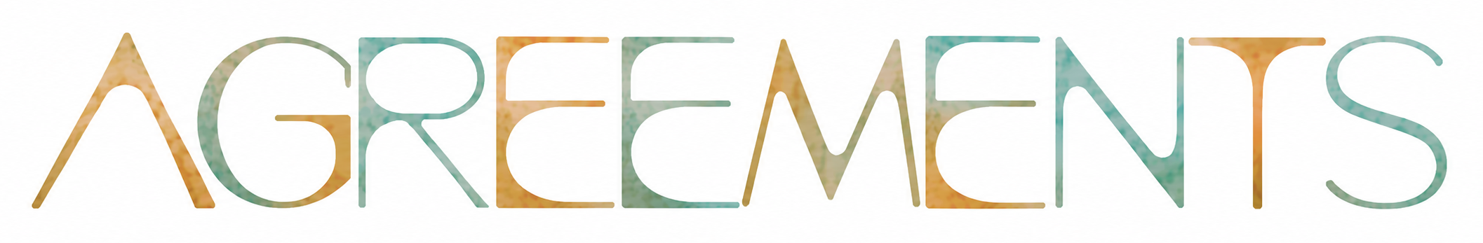 Colorful text spelling out 'AGREEMENTS' in a stylized font.