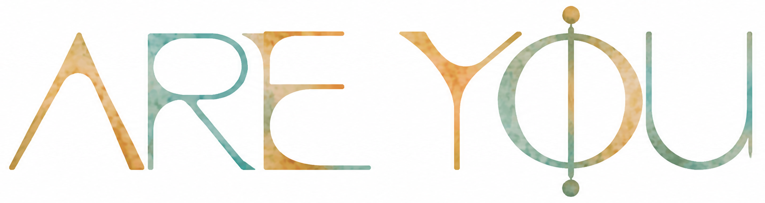 Colorful text spelling 'ARE YOU' with artistic, multicolored font and stylized letter 'O'.