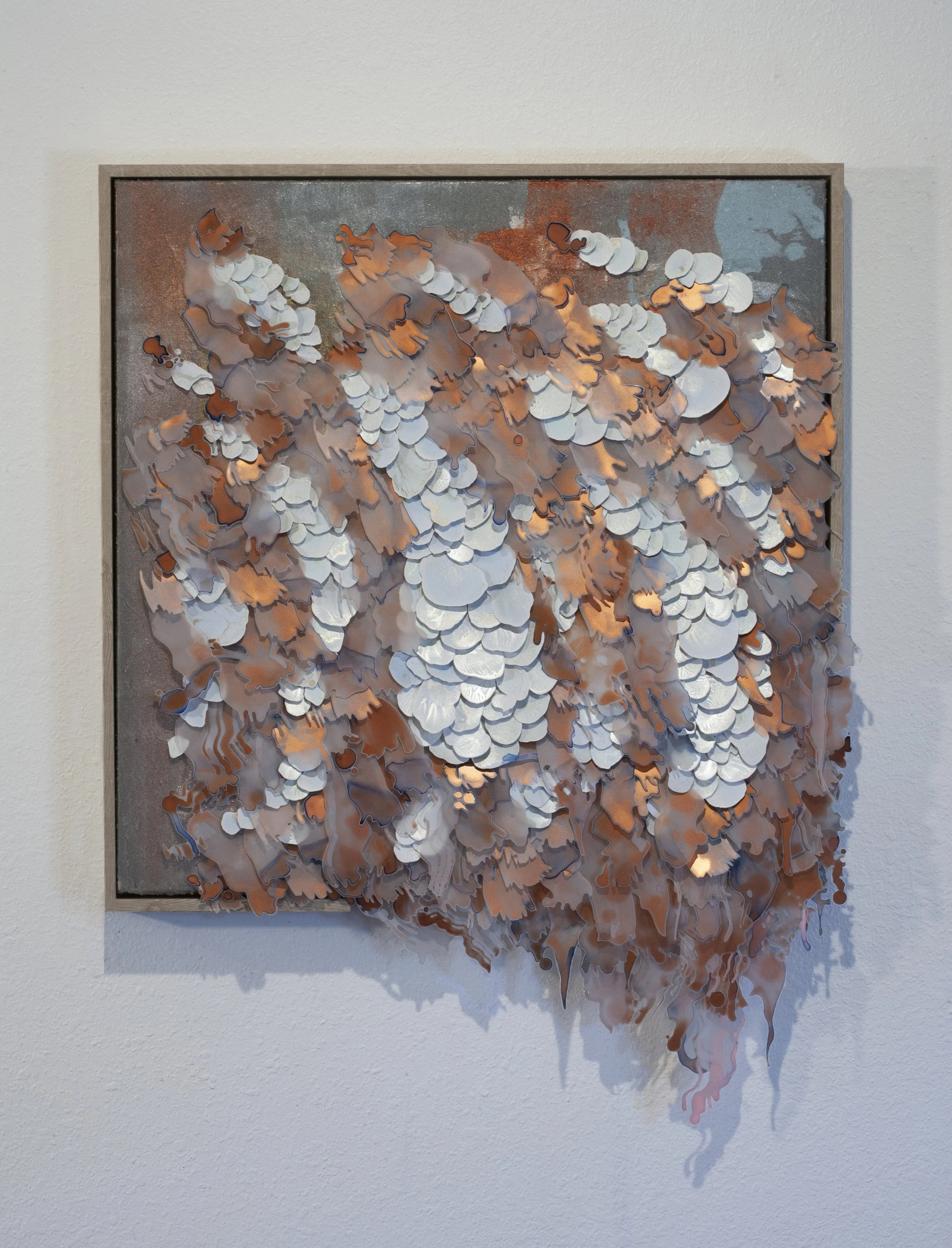 Witness Tree
Ink and acrylic on paper and vellum, glass beads, canvas
24" x 33.5" x 2" framed
2024