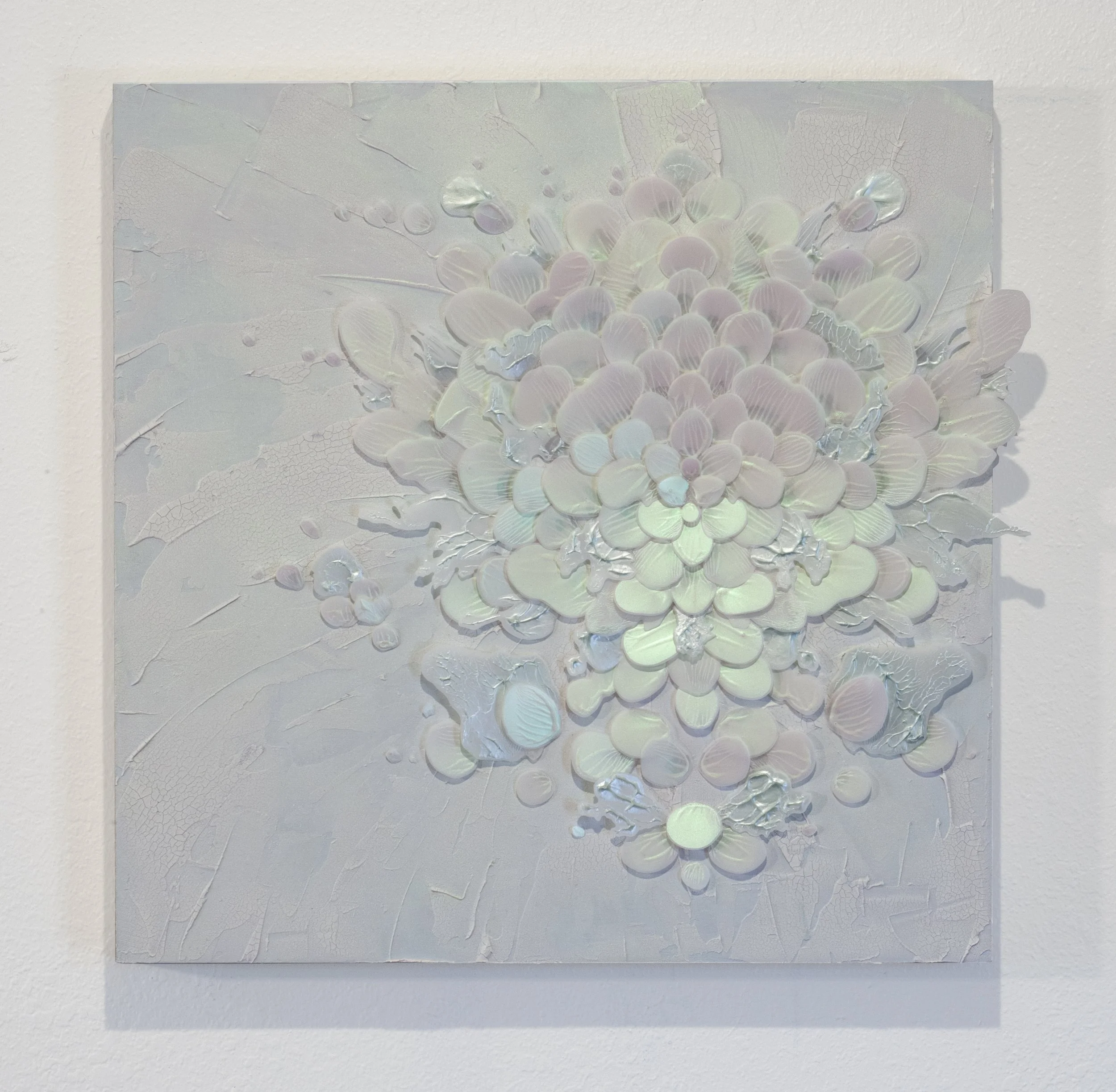 Mushroom Rain
Interference green on mylar, and medium on wood panel
20" x 20" x 1.5"
2025