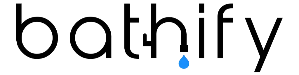 Text reading 'bathify' with a blue water droplet underneath the letter 'i'
