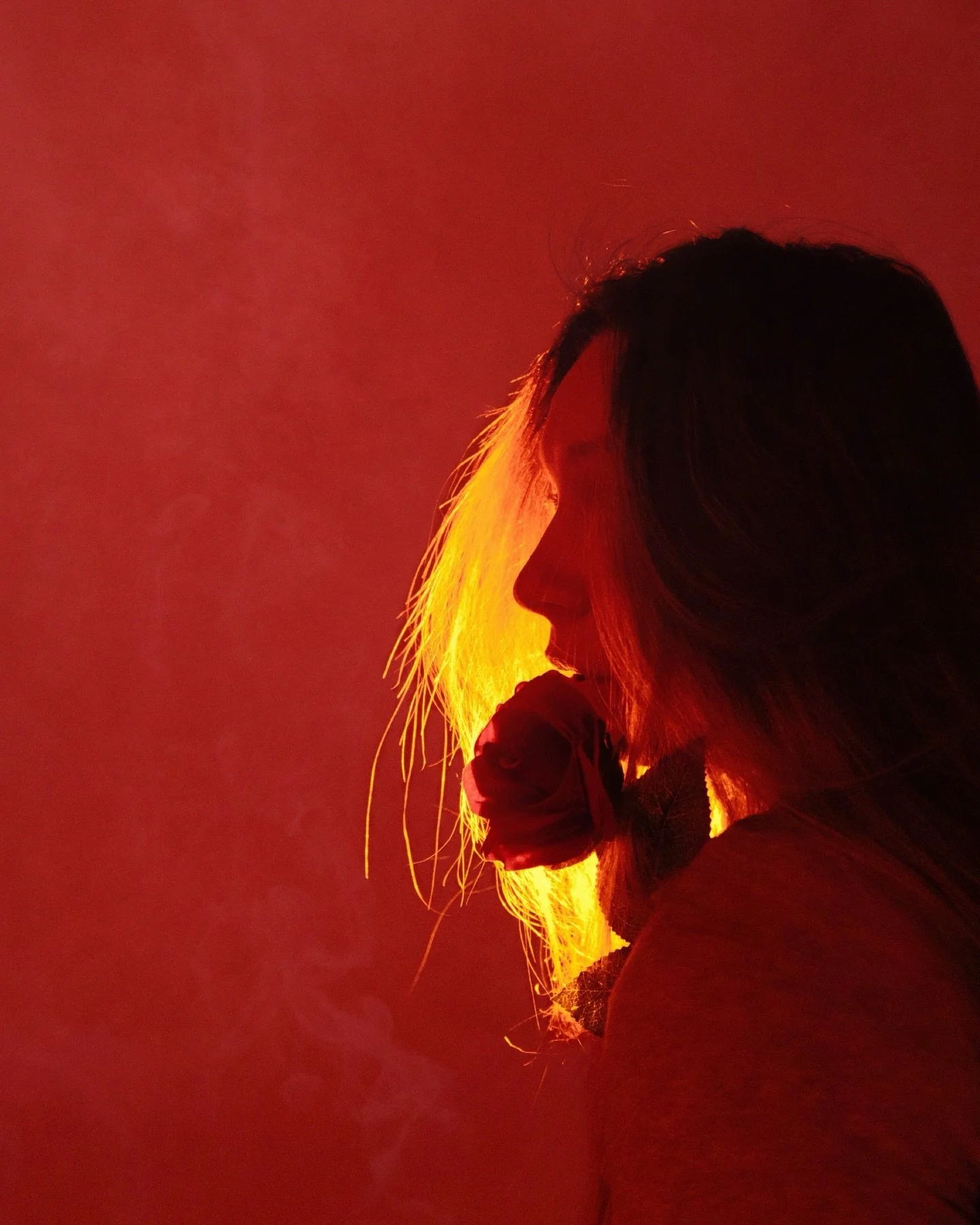 a silhouette of a soul on fire. ❤️&zwj;🔥 had some fun playing around with my sunset lamp in these self portraits, so cool how light placement changes so much. so if you&rsquo;re celebrating valentines, galentines or just focusing on self love &amp; 