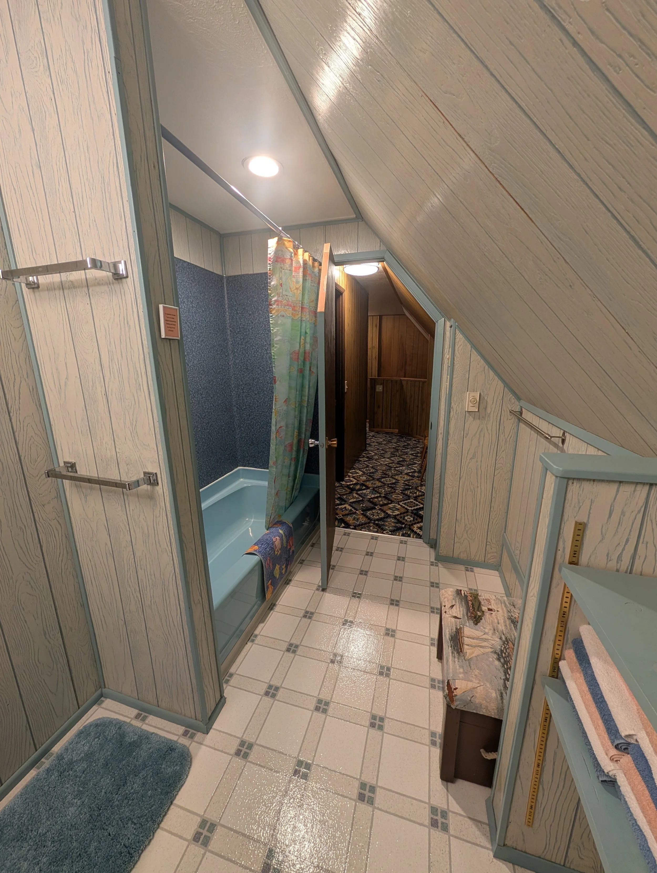 View of the bathroom entrance from the second bathroom. The hallway also has a closet (not shown) and some cupboards (not shown) for storage space.

(Image taken with 0.5x magnification)