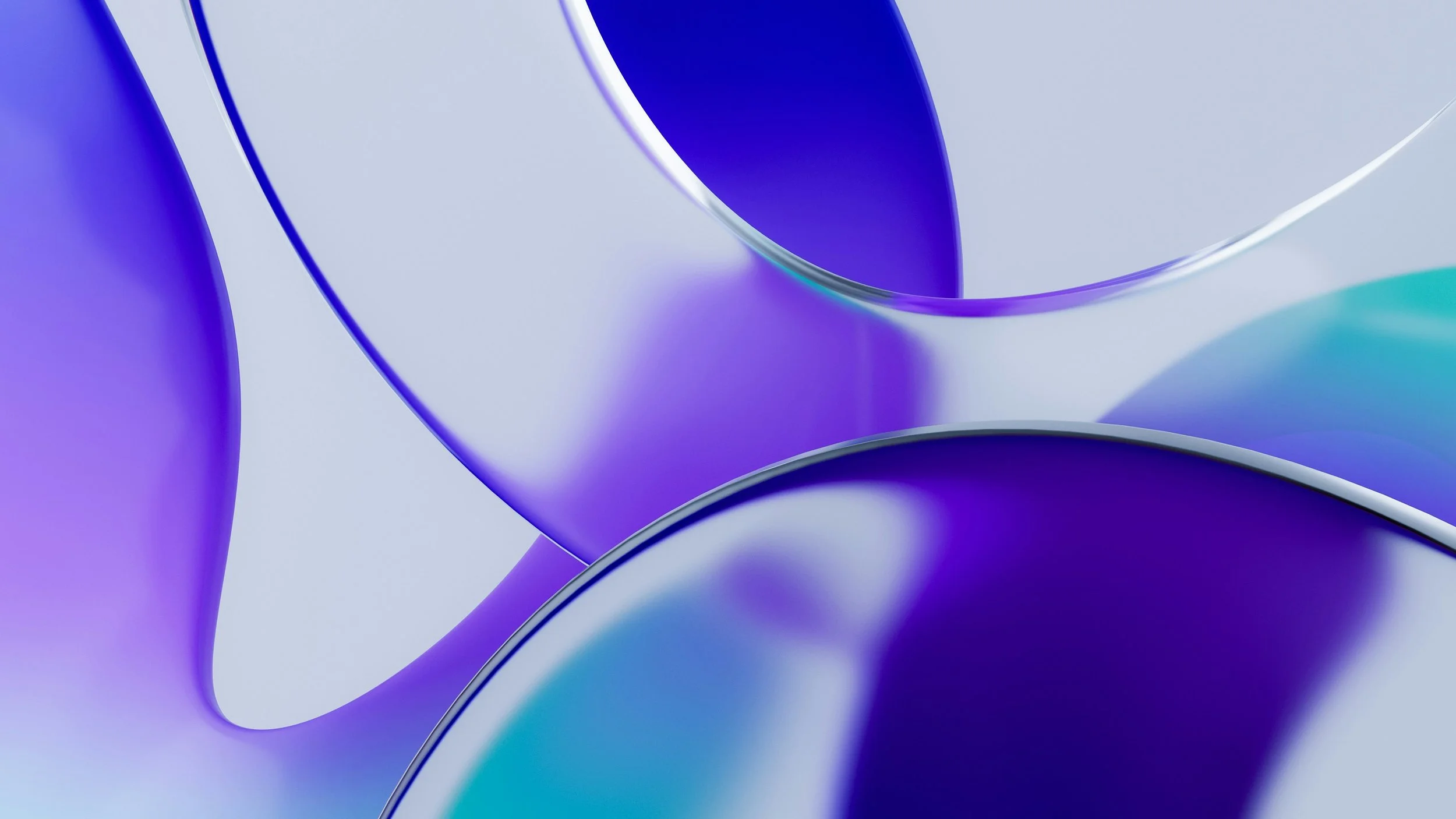 Abstract digital artwork with smooth, curving shapes in shades of purple and blue, with subtle gradients and highlights.