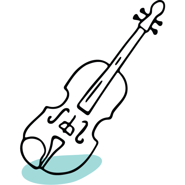 A line drawing of a fiddle.