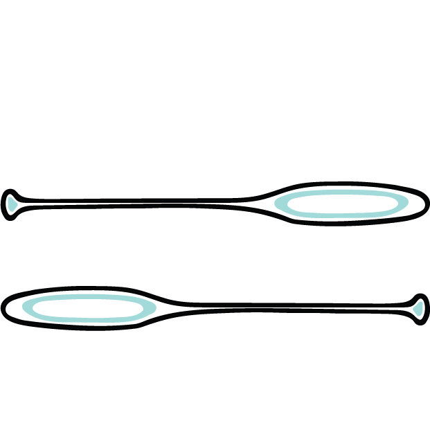 A line drawing of two parallel canoe paddles