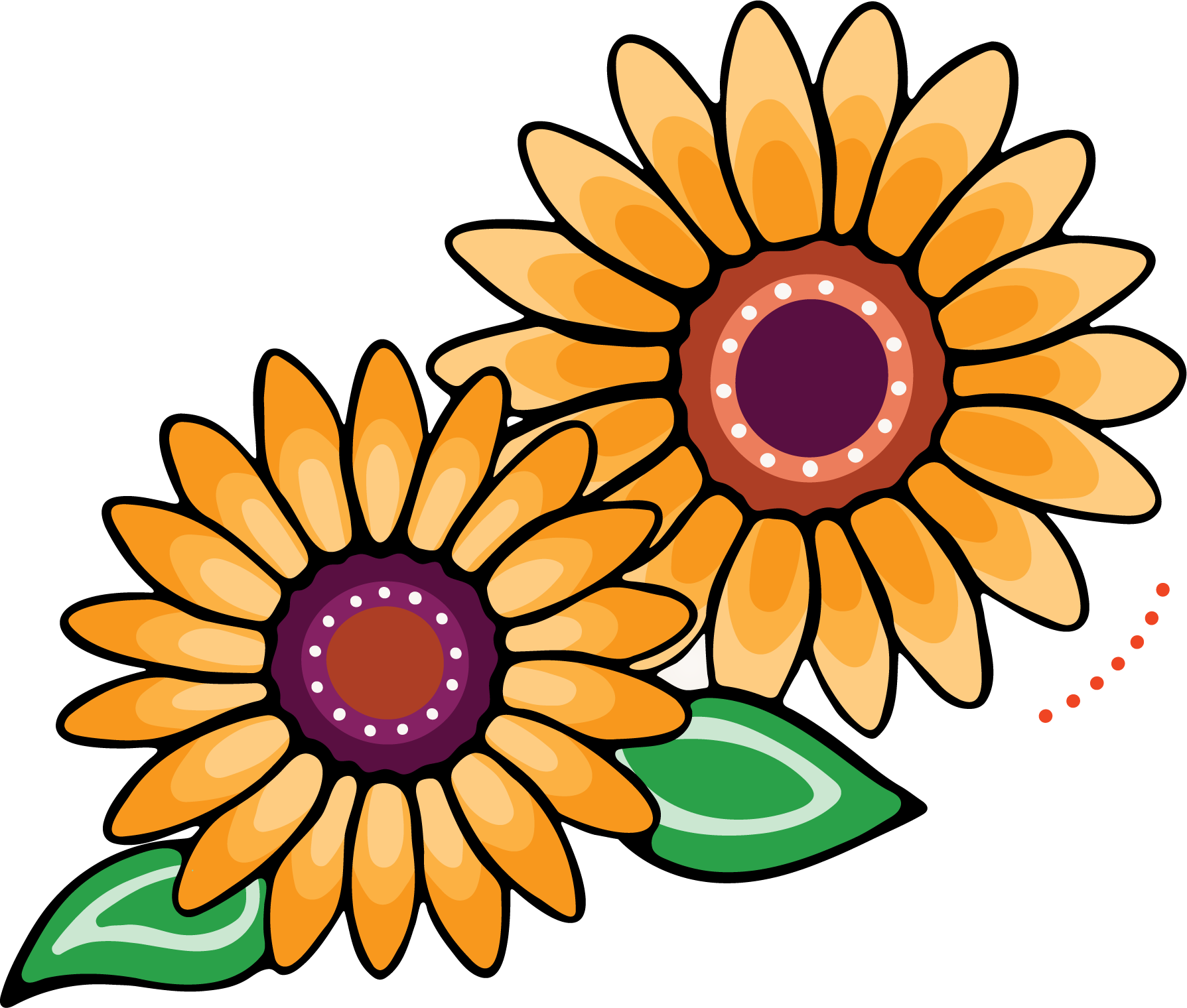 Illustration of two sunflowers