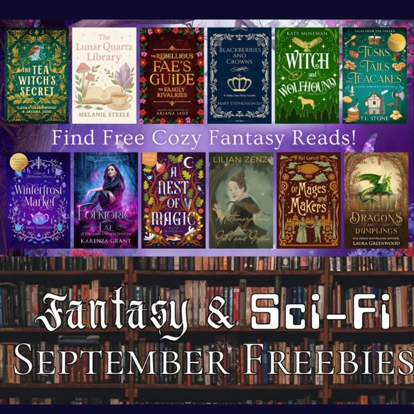 🍵Last day to grab these FREE Cozy Fantasy reads!
https://books.bookfunnel.com/cozyfantasyseptember/p3hoi11h08

👑Last day to grab these FREE fantasy and sci-fi reads!
https://books.bookfunnel.com/septemberfantasys.../m6e1ww2q9m

See my Stories or we