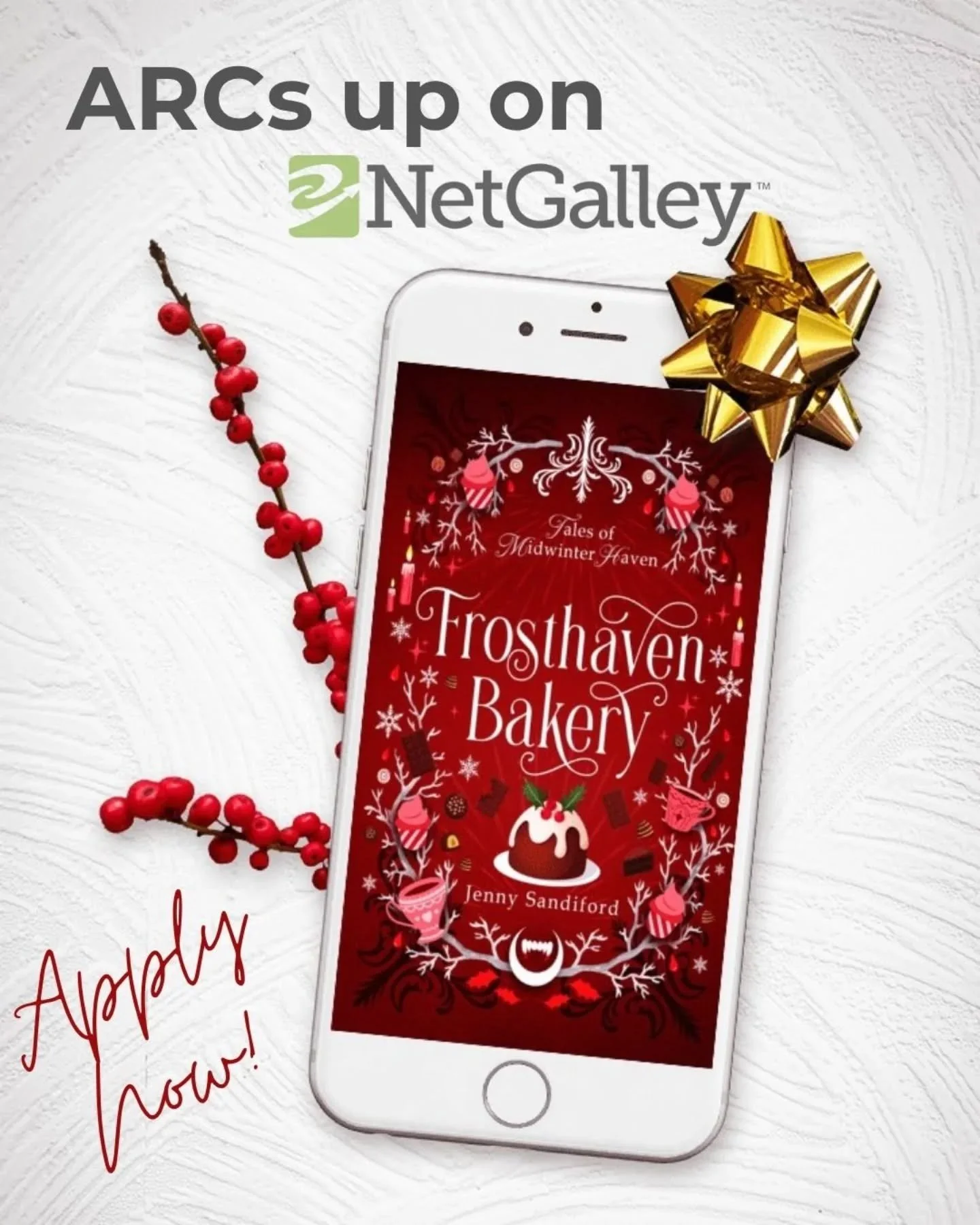 🎁ARCs are up on Netgalley now! 
Apply today to grab an early copy of Frosthaven Bakery today and be the first to read! 

Happy reading ✨🍫🧁

#netgalley #frosthavenbakery
#arcreader #ARC #cozyfantasy #romantasy #advancedreaderscopy #TalesOfMidwinter