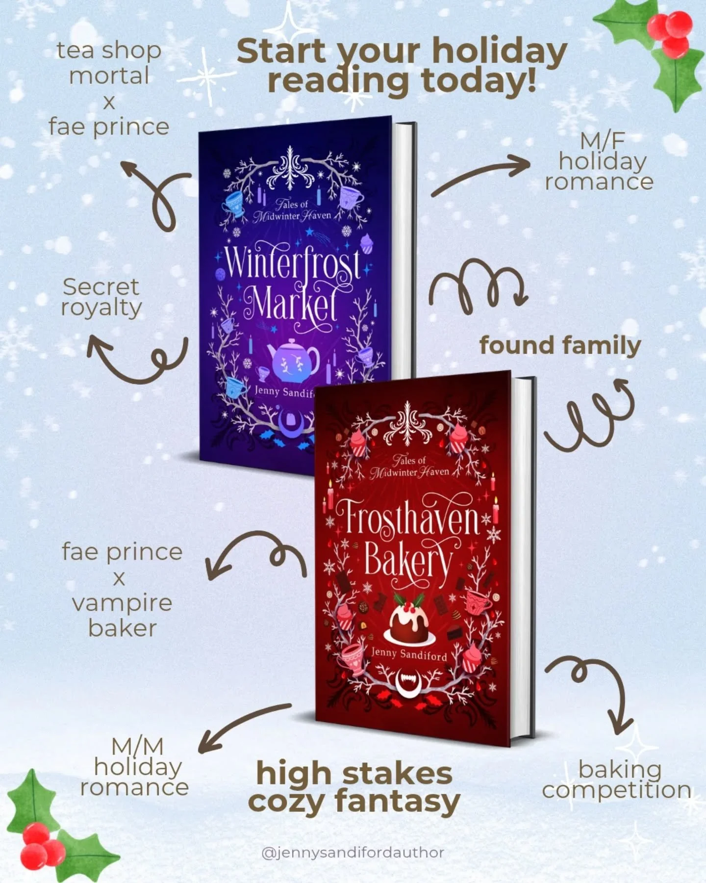 ✨❄️Looking for some cozy fantasy holiday reading to bring a little magic to your Christmas?

Check out my books on Kindle Unlimited! Or grab a paperback or hardcover as a present to yourself 💝

Both feature fae princes, found family, and lots of Mid