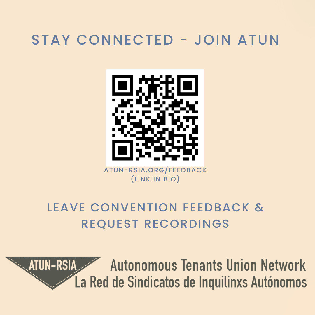 Thank you for the amazing weekend together @crownheightstenantunion @cargilltenantsunion @brooklynevictiondefense @latenants @eug.hand @tucson_tenants_union @stompslumlords

Please visit atun-rsia.org/feedback to leave feedback, request recordings, a