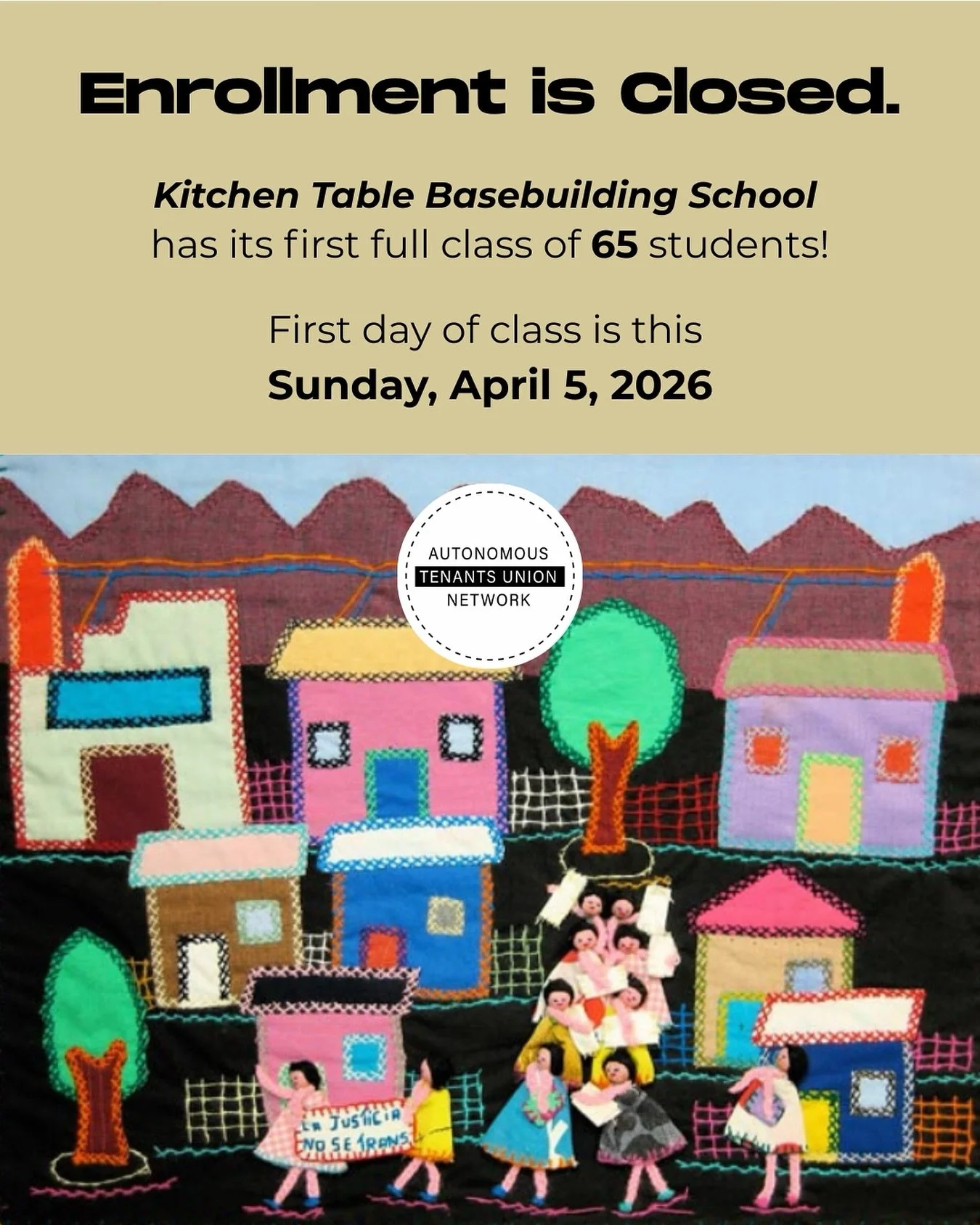 ENROLLMENT IS CLOSED. 
Kitchen Table Basebuilding School has its first full class of 65 students! 
First day of class will be this SUNDAY, APRIL 5, 2026.

The response to the ATUN&rsquo;s Kitchen Table Basebuilding School has been overwhelming! We&rs