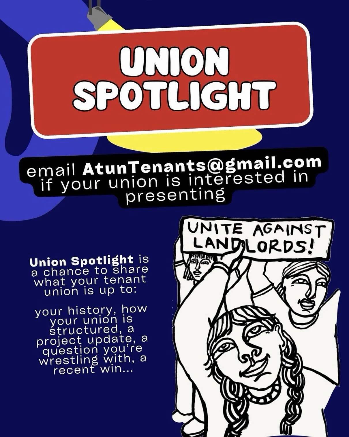 Union Spotlight ⭐️ 

Share what your union has been working on! This is a short presentation where your union can talk about:

&nbsp;&nbsp;&nbsp;&nbsp;&bull;&nbsp;&nbsp;&nbsp;&nbsp;How your union is structured
&nbsp;&nbsp;&nbsp;&nbsp;&bull;&nbsp;&nbs