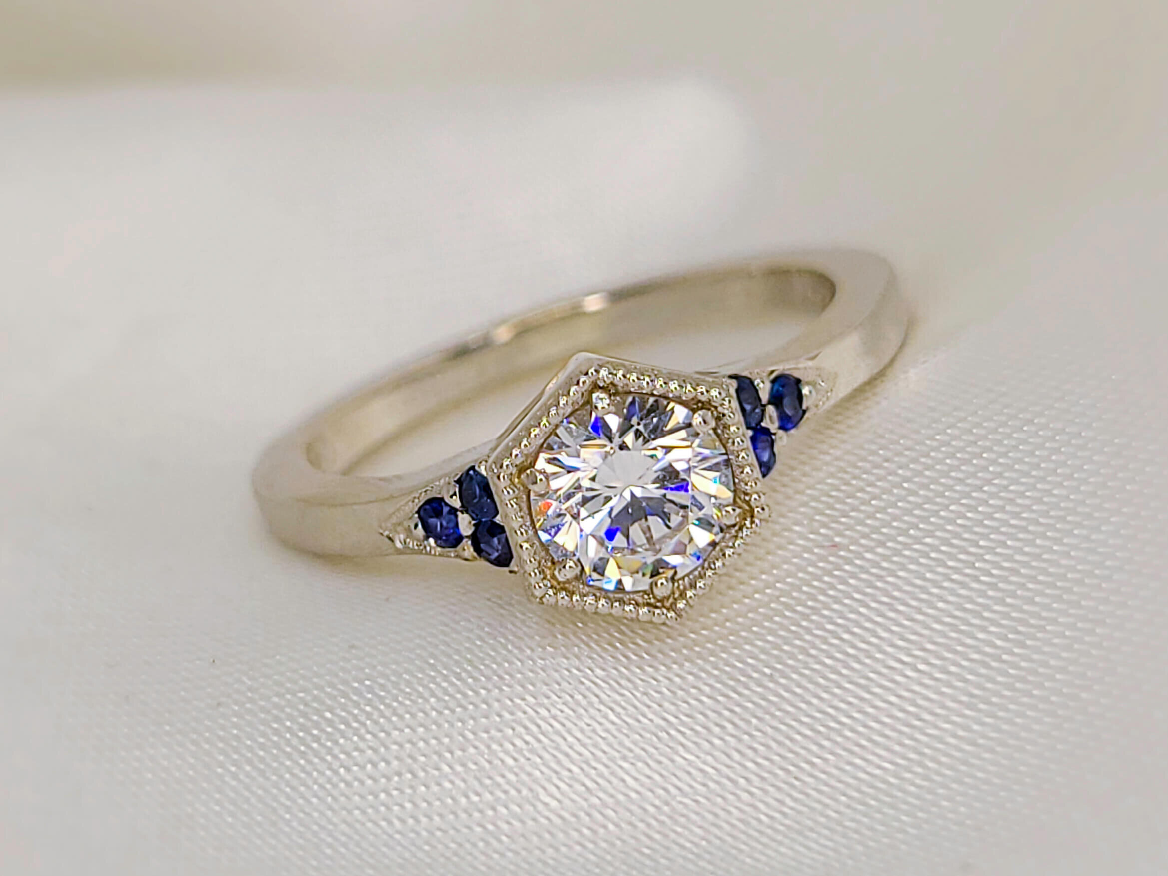 Vintage Marquise Moissanite Engagement Ring Set Unique Art Deco 10k White  Gold - Oveela Jewelry
