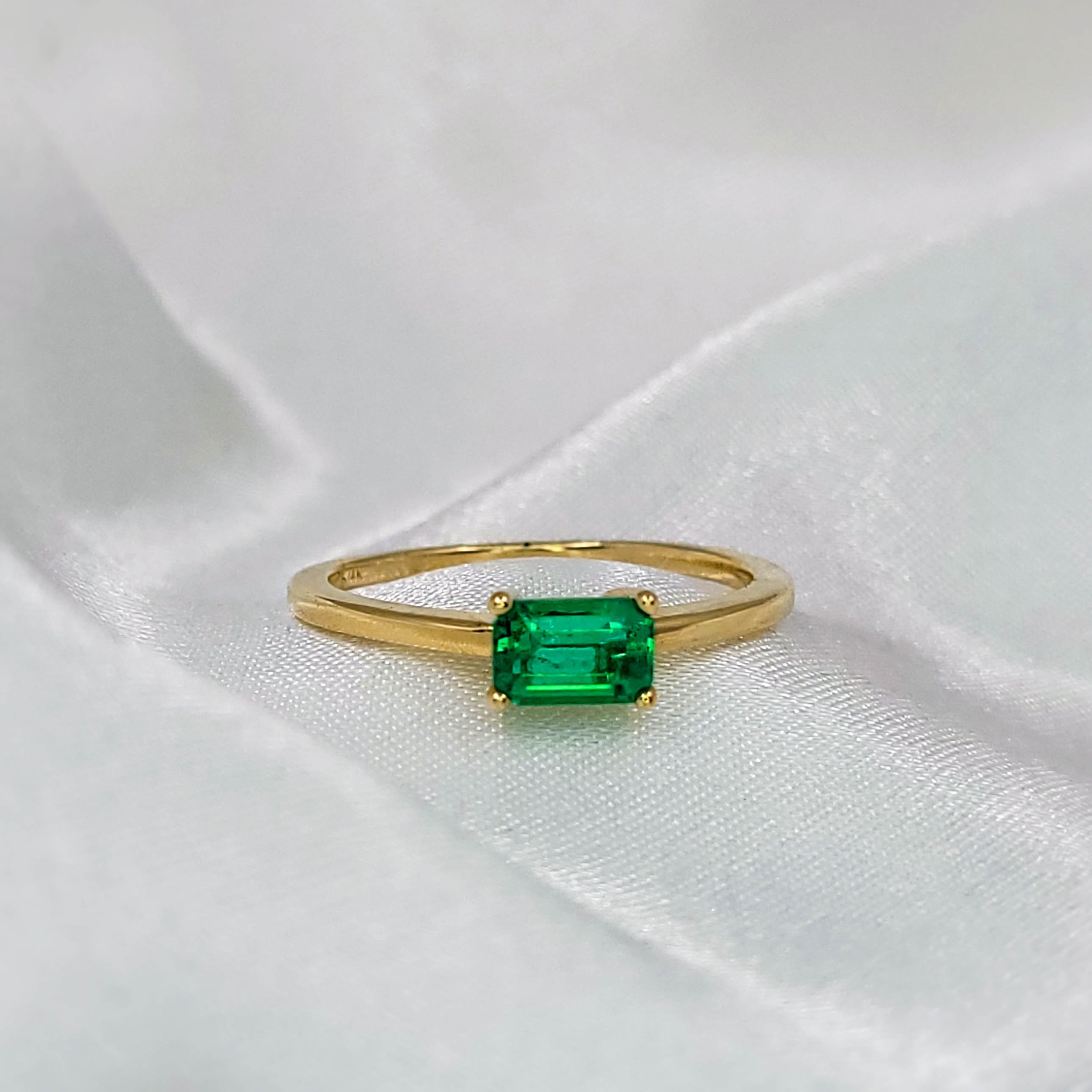 10Kt White Gold Stackable Gemstone Ring With Created Emeralds – Lasker  Jewelers