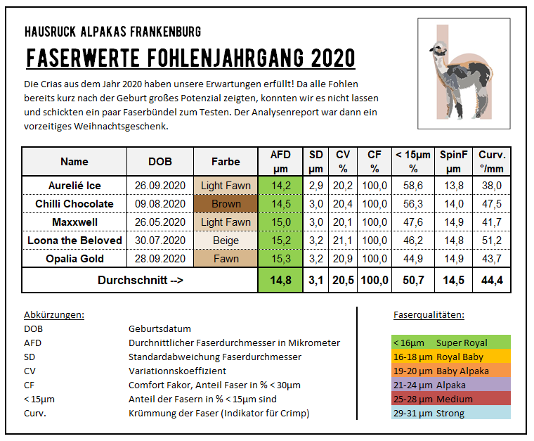 (vorab) Faserwerte Fohlenjahrgang 2020