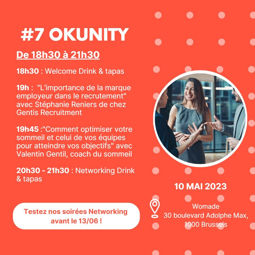 OKUNITY : les soir&eacute;es RH ! 
👋 Vous aimez les soir&eacute;es networking ? 💼 Les rencontres et &eacute;changes avec des DRH, managers ou RH ? 🤝

La Okunity est faite pour vous ! Nous vous offrons la possibilit&eacute; de r&eacute;seauter et d