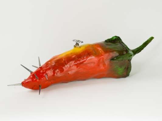  Arturo Herrera,  Chile Picante; and food props   ,  &nbsp;mixed media, dimensions variable (2013). 