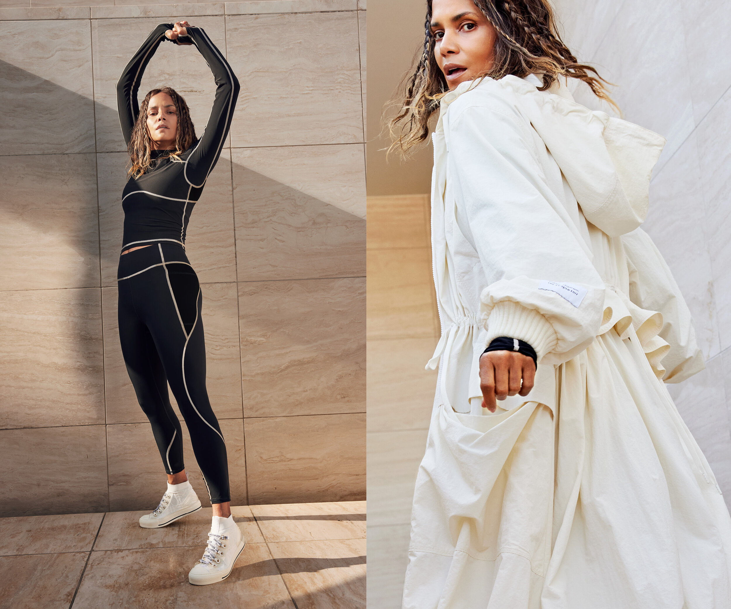 Halle Berry x Sweaty Betty: Enya All Day High-Waisted Emboss Leggings, Halle Berry x Sweaty Betty Have Reunited And We're About to Feel So Good in  The Re:Spin Edit