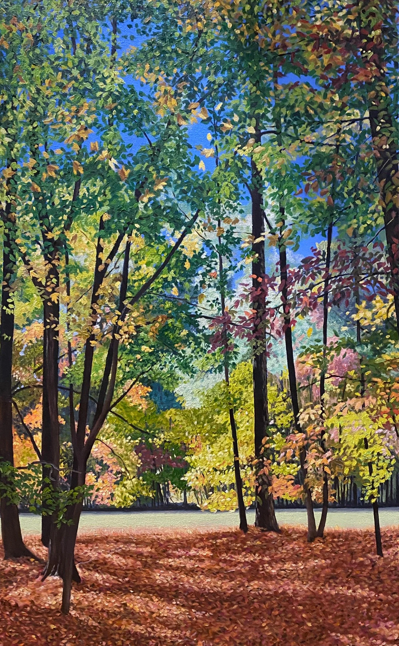 Our neighbor's field - November 8, 2021  12:53 pm  36 x 22 in.  oil on stretched canvas   2022  (sold)