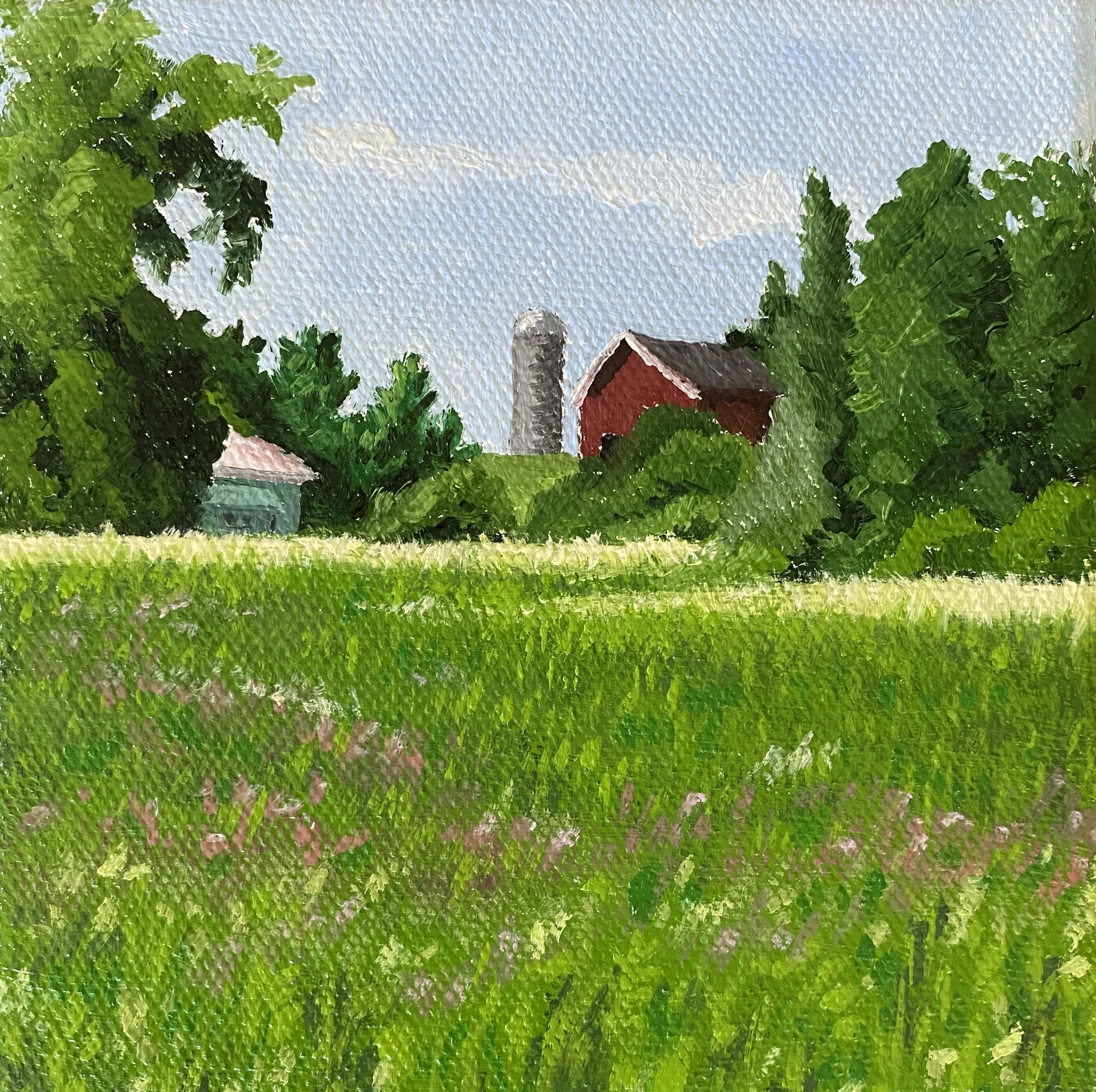 Barns of NY - July 9, 2022  5 x 5 in.  oil on canvas  2022  (sold)