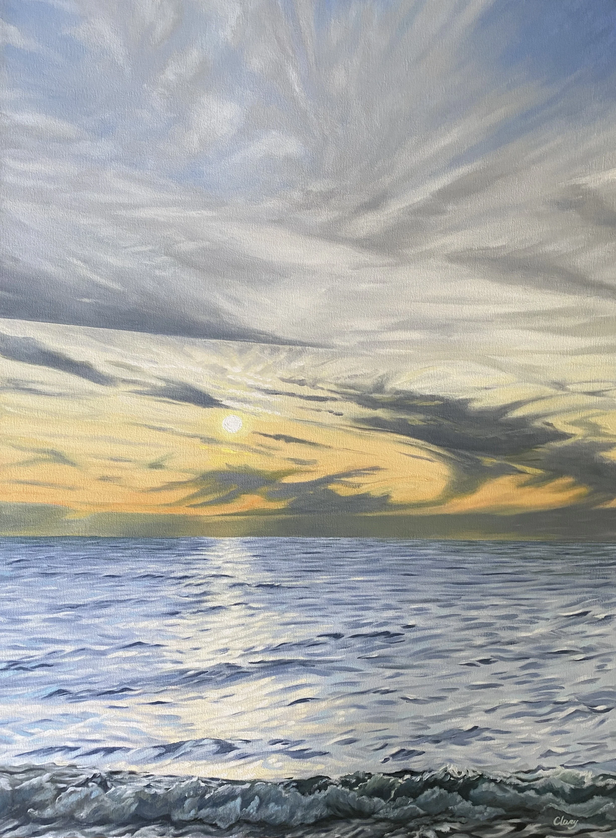 Ontario sunset - August 11, 2023  32 x 24 in.  oil on stretched canvas  2024 