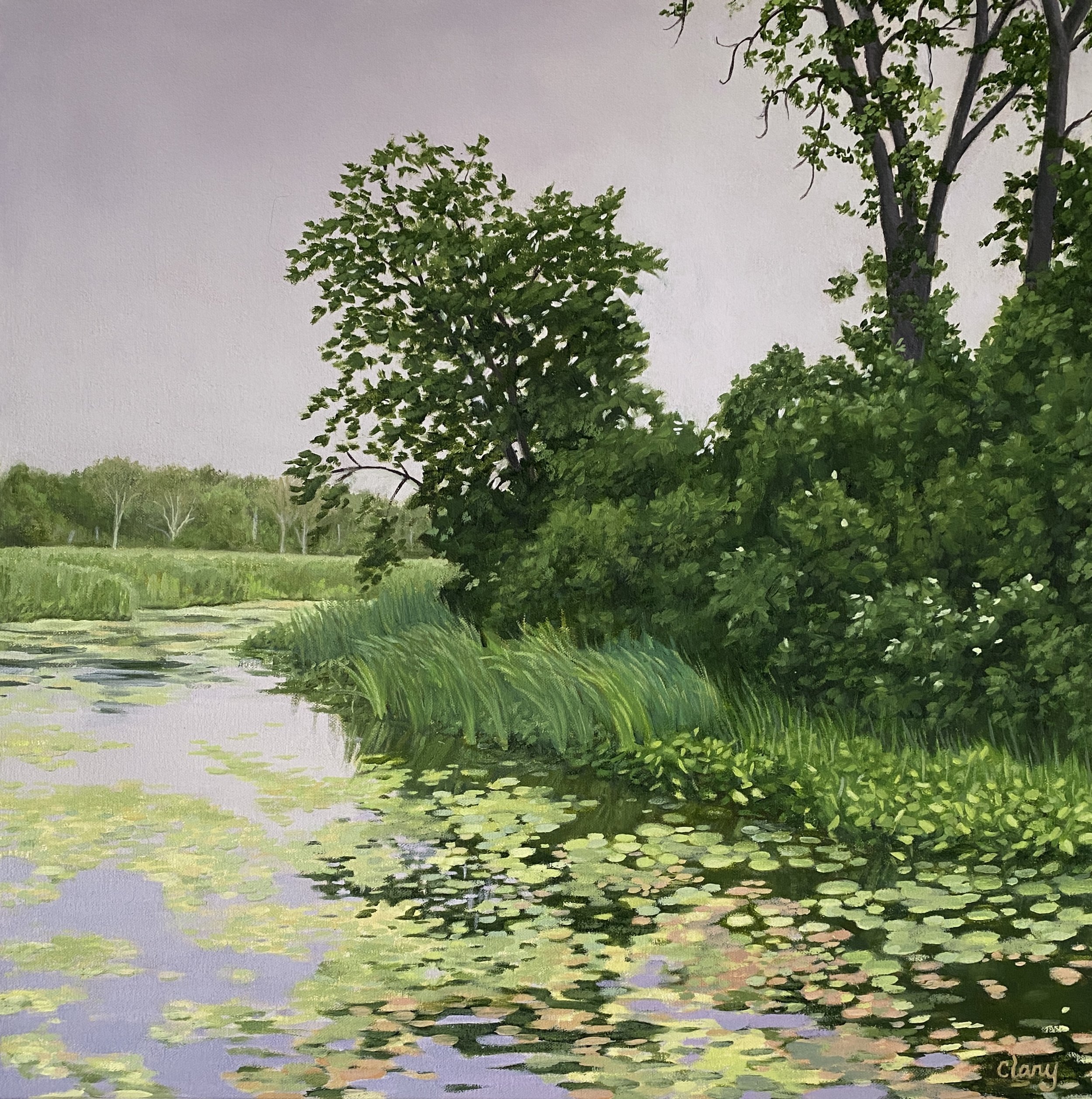 Creek at Ramona Beach (Lake Ontario, NY) - August 3, 2025  4:08 pm  16 x 16 in. oil on stretched canvas  2026