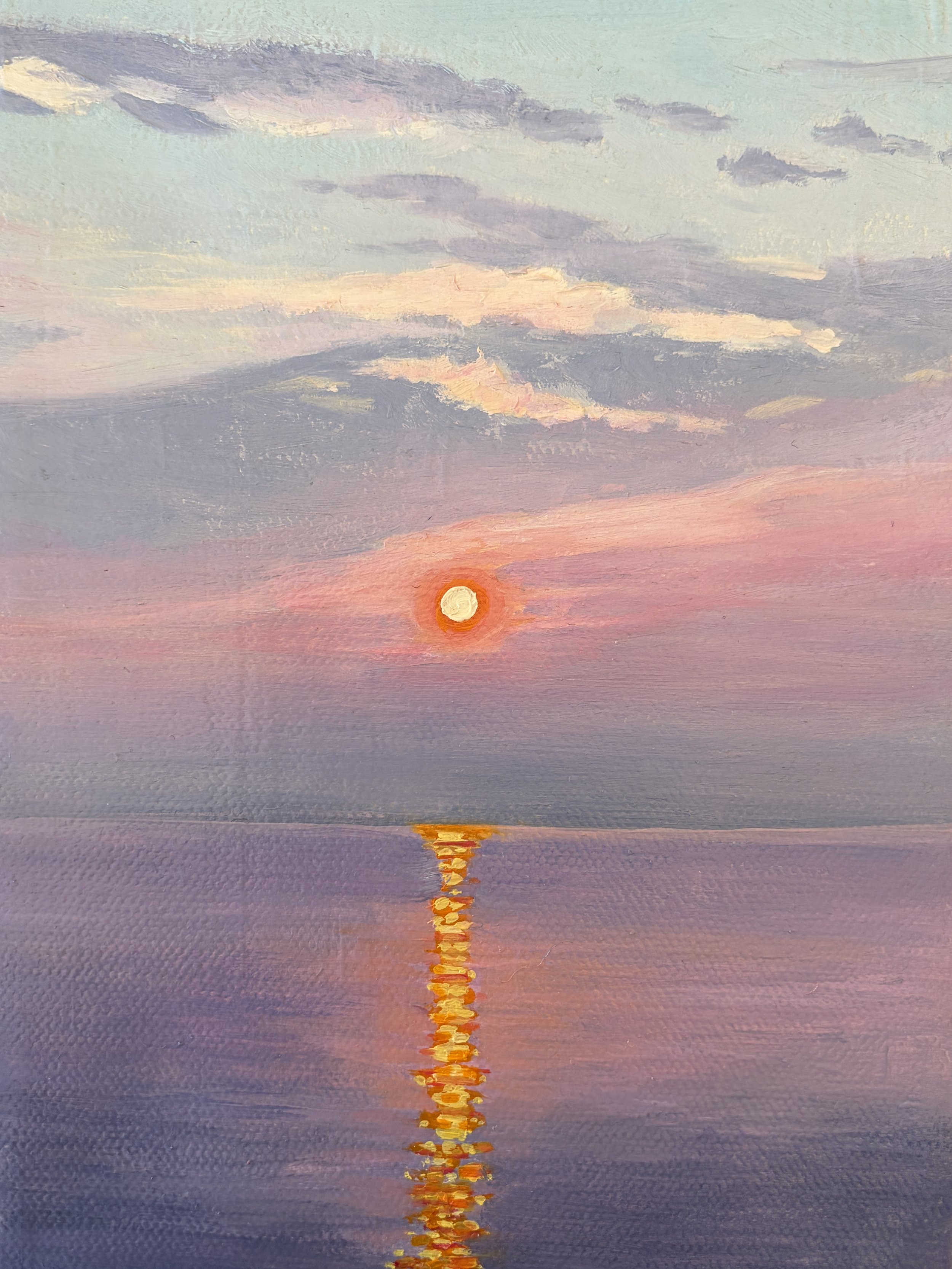 sunset over calm water  8 x 6 in.   $60