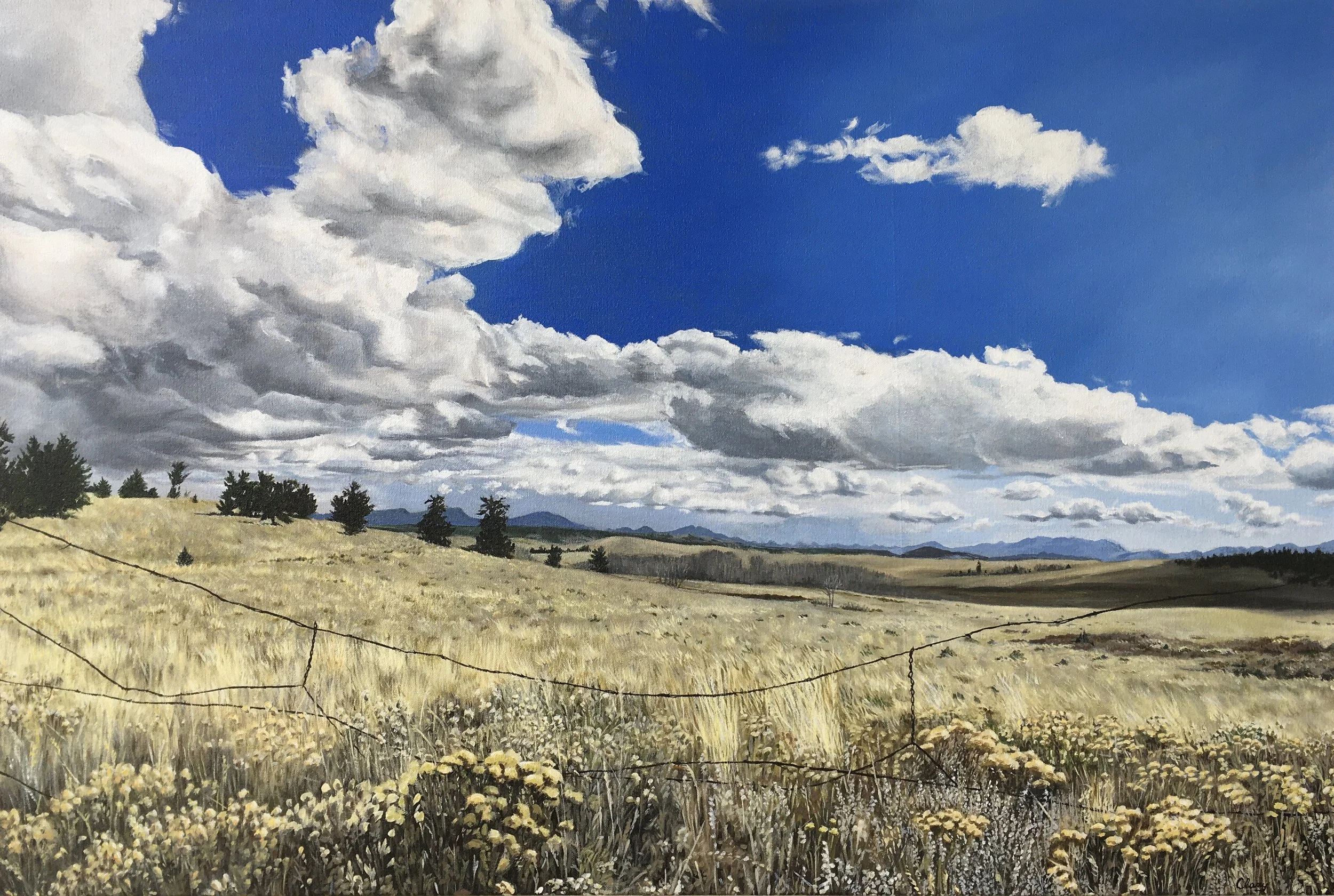 View from CR-18   24 x 36 in.  This landscape is near Fairplay, CO where my step-son lives. So, not really a commission, more a gift for his empty walls.