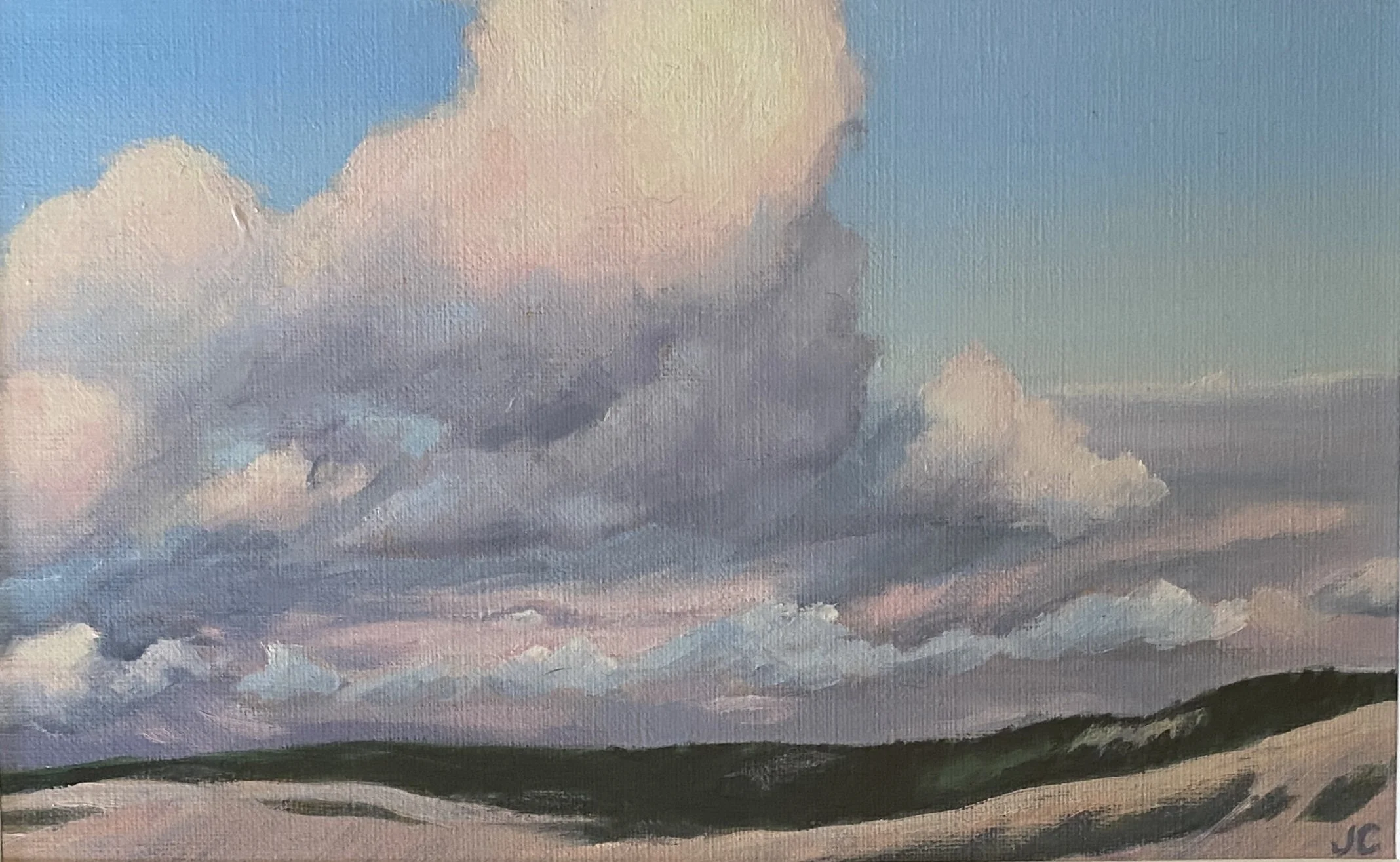 Colorado sky - evening   5 x 8 in.  oil on Canson board - framed   2025