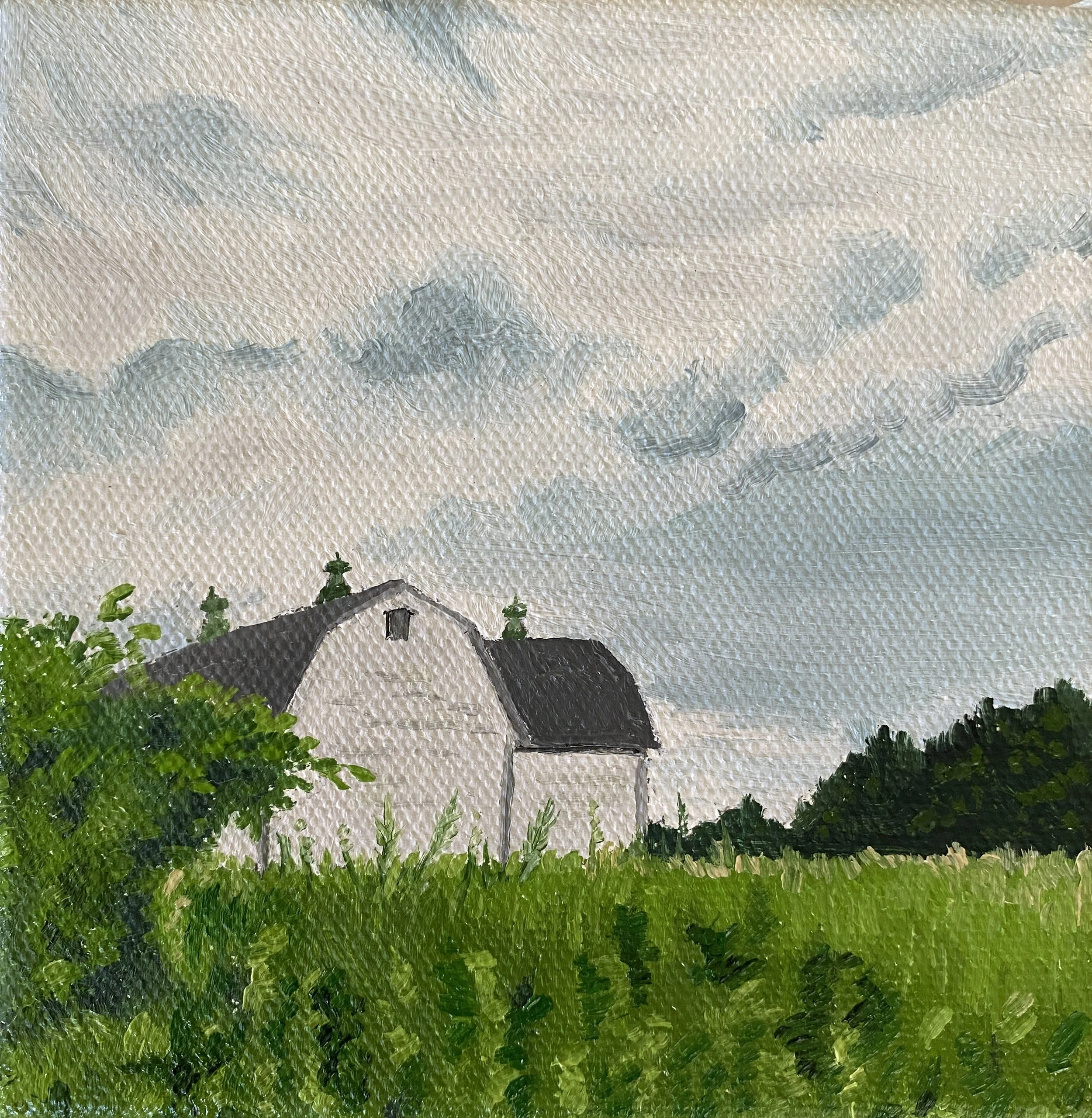 Barns of NY - July 9, 2022  5 x 5 in.  oil on canvas  2022  (sold)