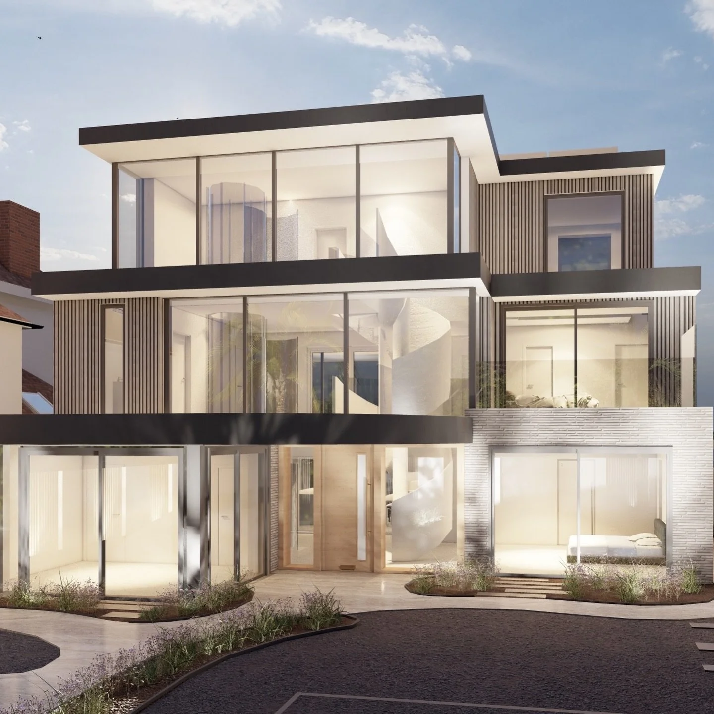 ✨ Contemporary. Minimal. Refined. ✨

Sharing one of our contemporary design concepts, featuring clean lines, expansive glazing and a refined palette throughout.
Generous terraces and full-height glazing blur the boundaries between inside and out, cre