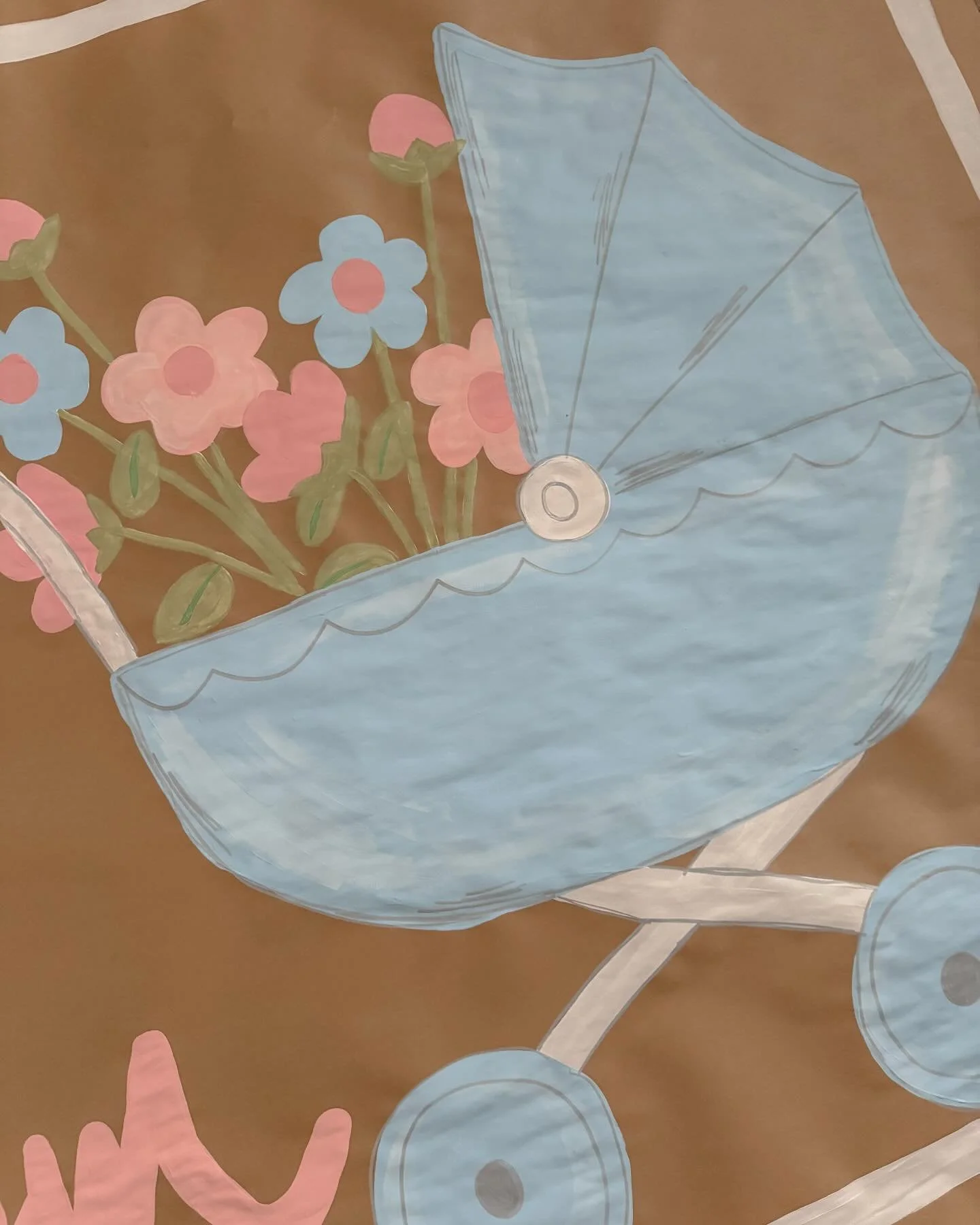 My new favorite thing to paint — How precious is this baby carriage! 
Custom banners are available starting at $50 for a 5x4 banner 🤍✨