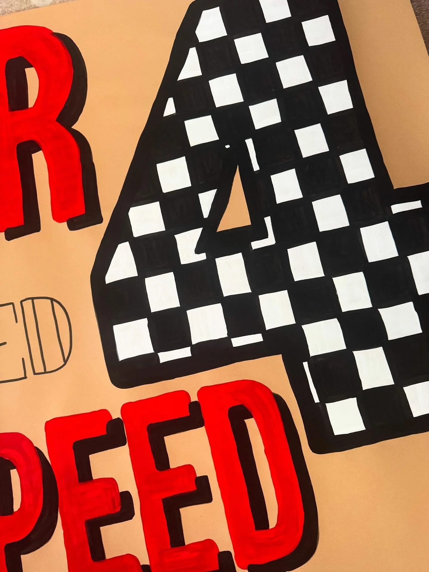 Checkered flags, bold colors, and your child’s name in lights (well, paint)! Make their birthday a winner with a one of a kind banner ❤️