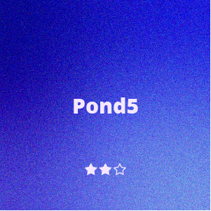 A blue gradient background with white text that reads 'Pond5' and a three-star rating showing two filled stars and one outline star.