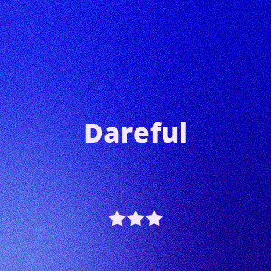 Blue background with the word 'Dareful' and three stars beneath it.