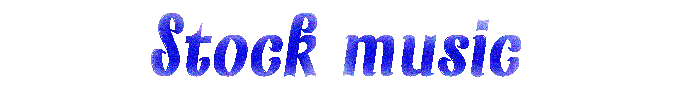 Text reading 'Stock music' in blue on a black background.