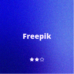 Blue gradient background with white text that reads 'Freepik' and a star rating of two and a half stars.
