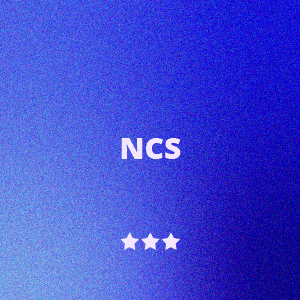 Blue background with white text 'NCS' and three white stars underneath.