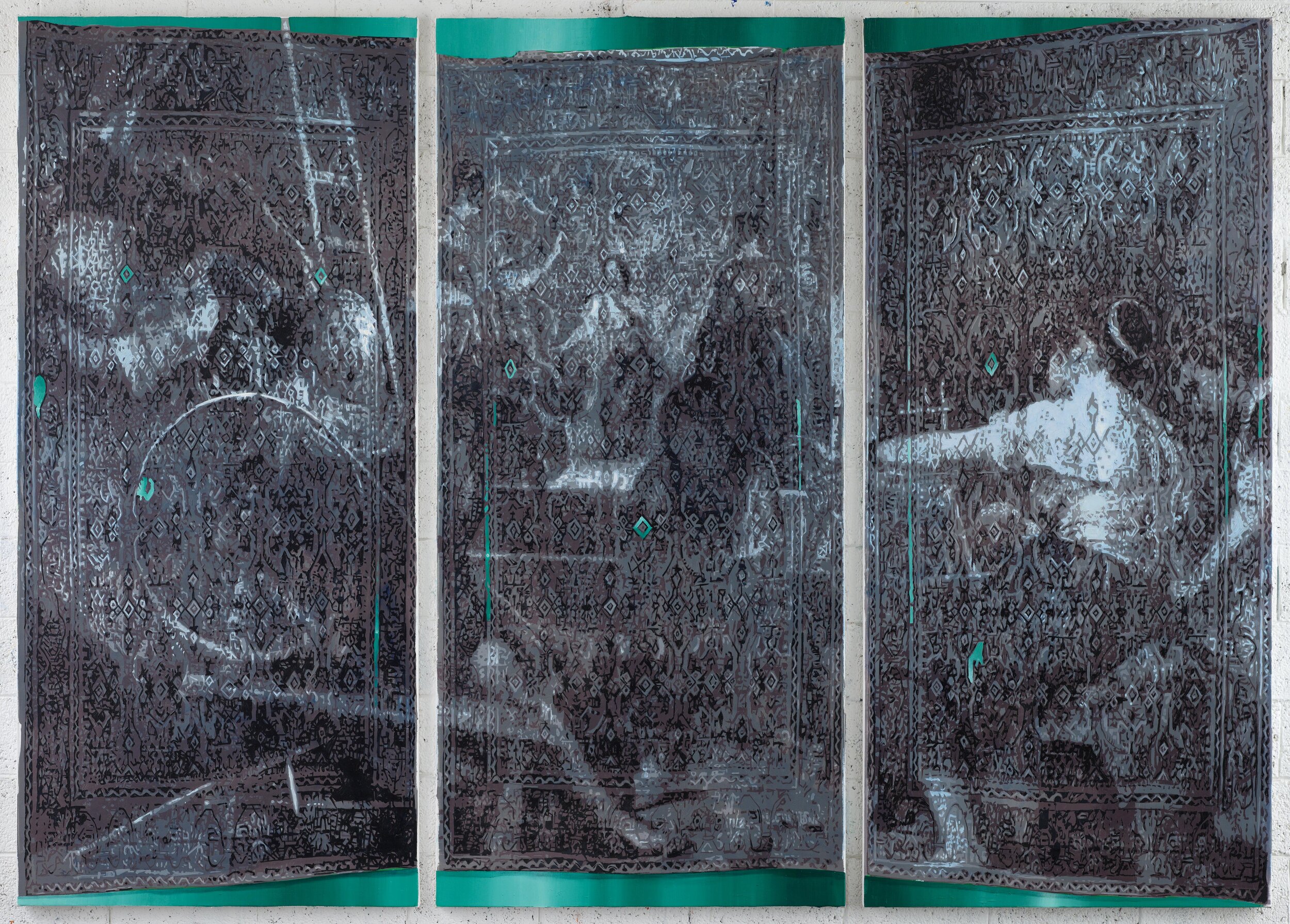 Loom (2018) , triptych, oil on canvas, 3 panels, 240x110 cm each