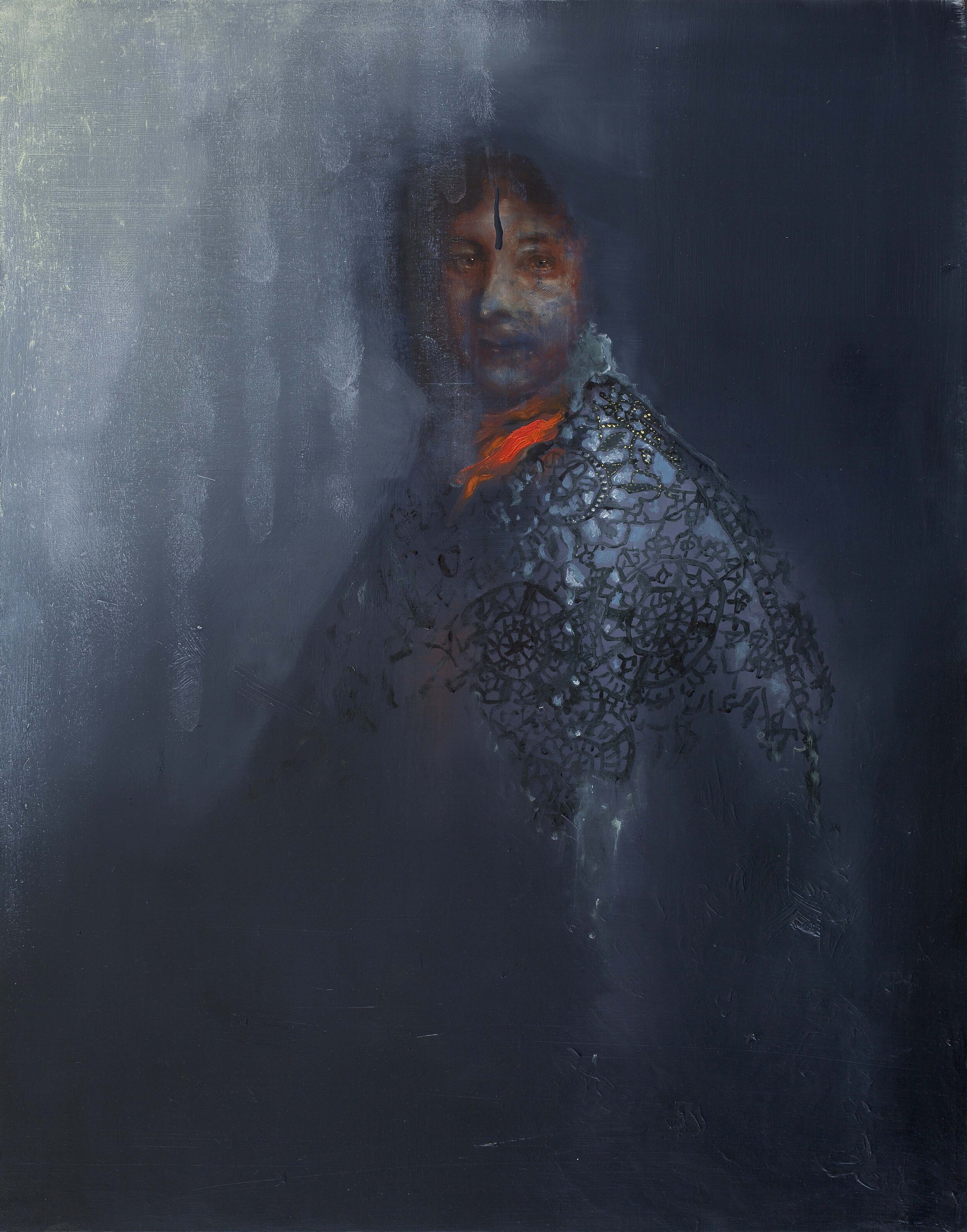 Listener (2011), oil on canvas, 90x70 cm
