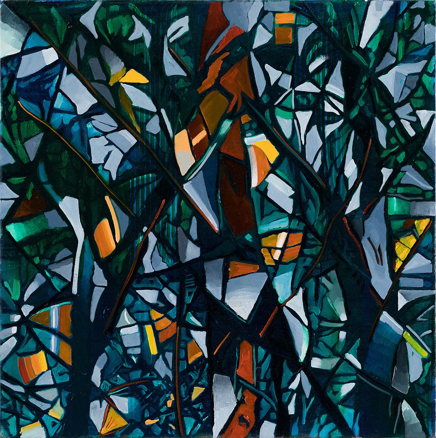   Echolocation I, (2022)   oil on canvas 90x90 cm 