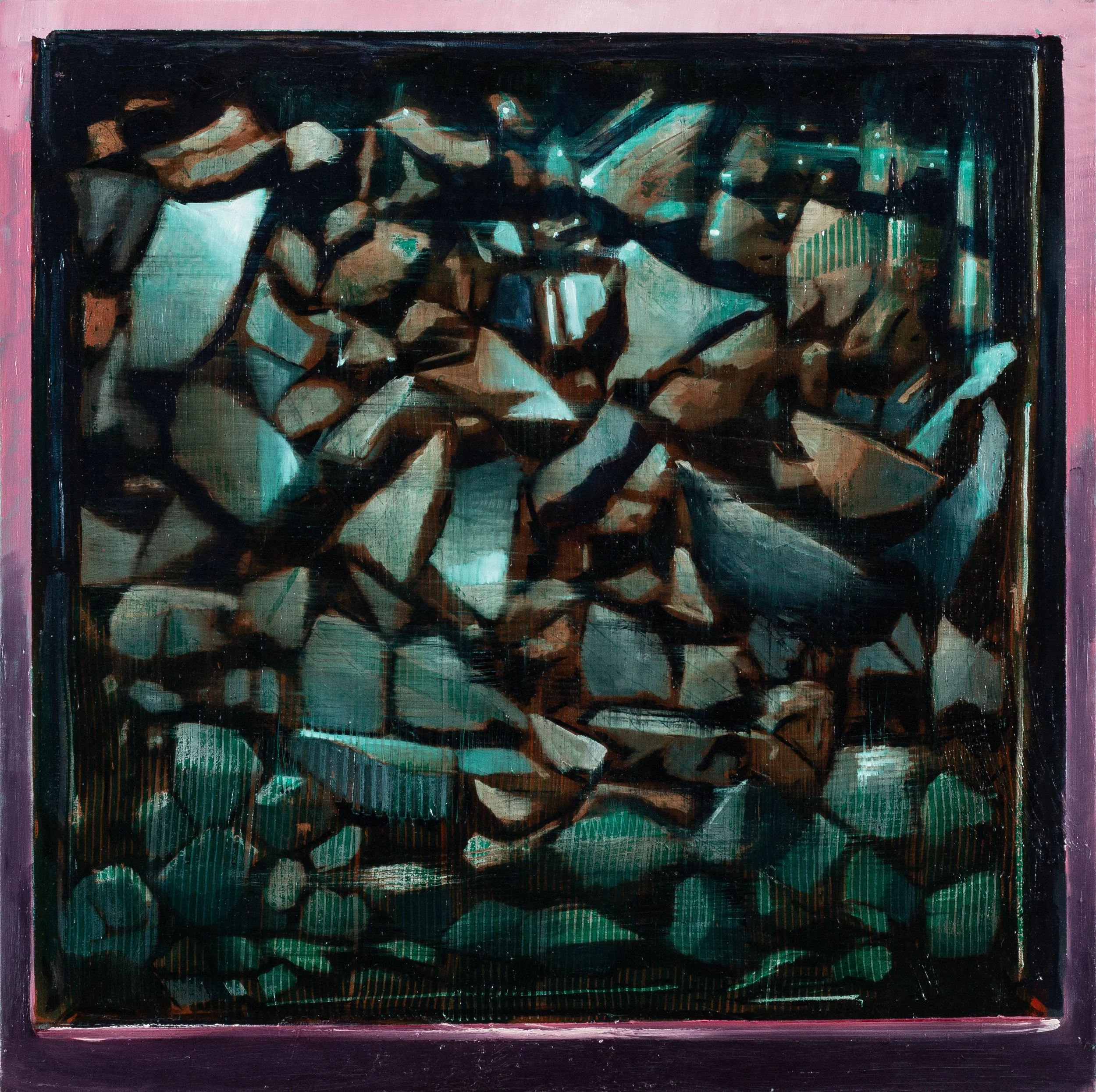 Bird Stone 4, 2026, oil on canvas, 100x100 cm