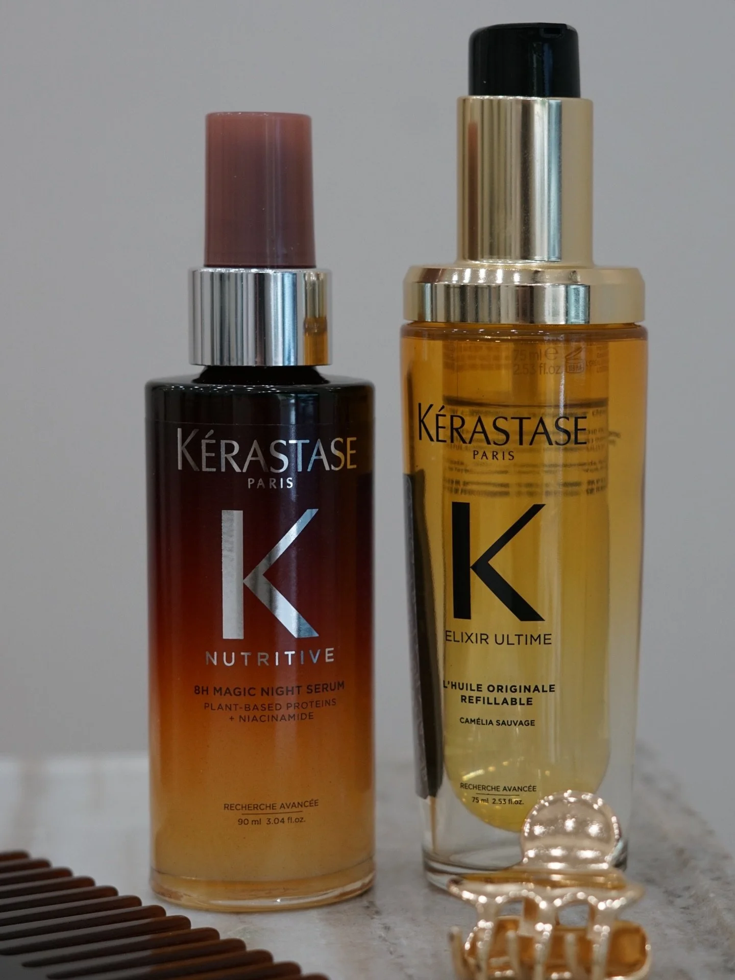 The perfect duo! ✨
deep hydration while you sleep 
glossy finish when you style 
don&rsquo;t skip either

DM me to reserve your product 🤍