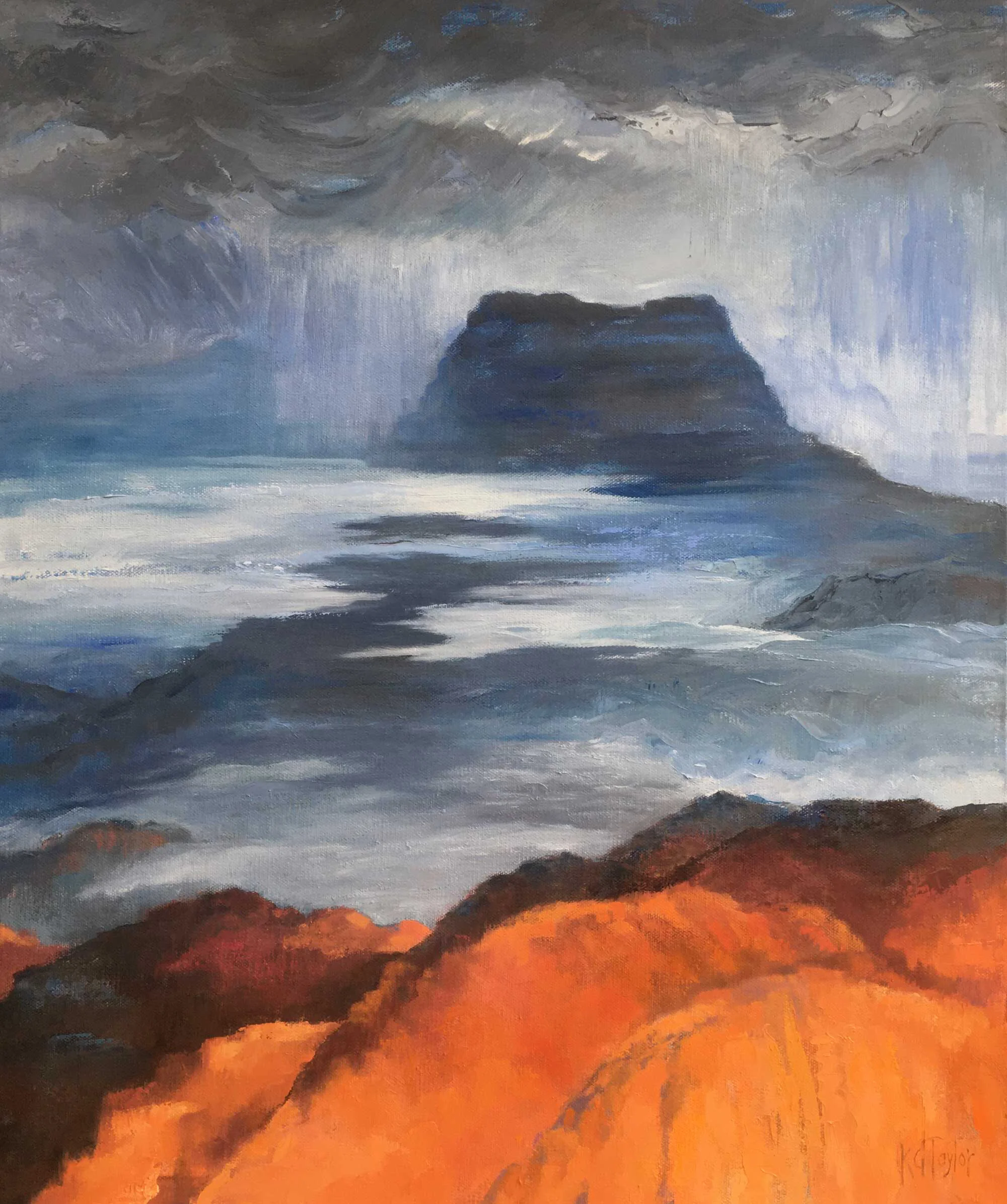 “Pedernal In Storm”, 20 x 24” oil
