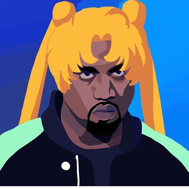 Still one of the funnest things ive painted shouts to @jofredestilo #kanyewest #sailormoon #5kdseries #pvtstck #krocportraits