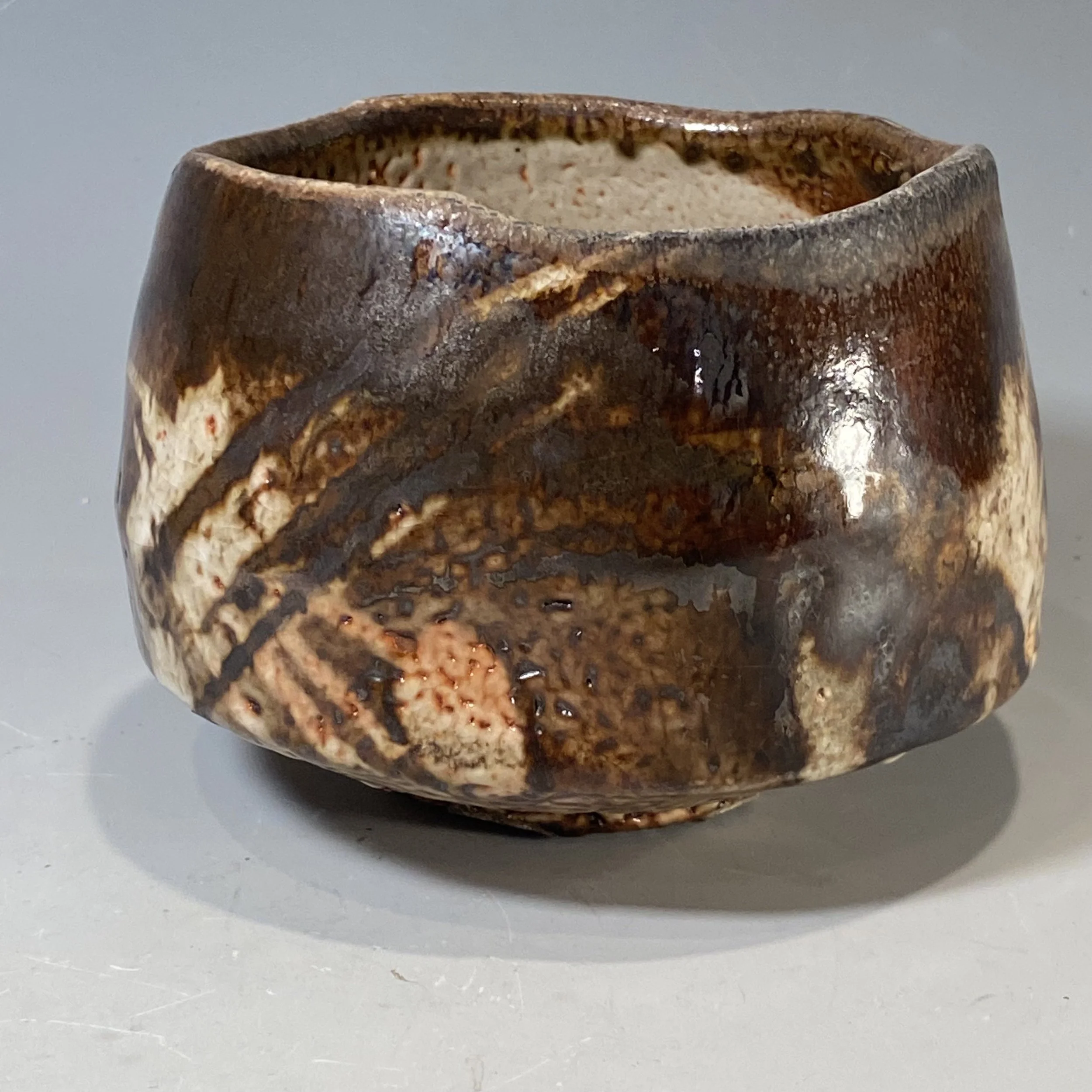 RJ Tea Bowl Wood Fired Shino Glaze Layers 5x3.5 — Mckeachie